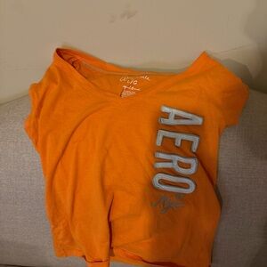 Aeropostale Vibrant Orange V-Neck Tee
